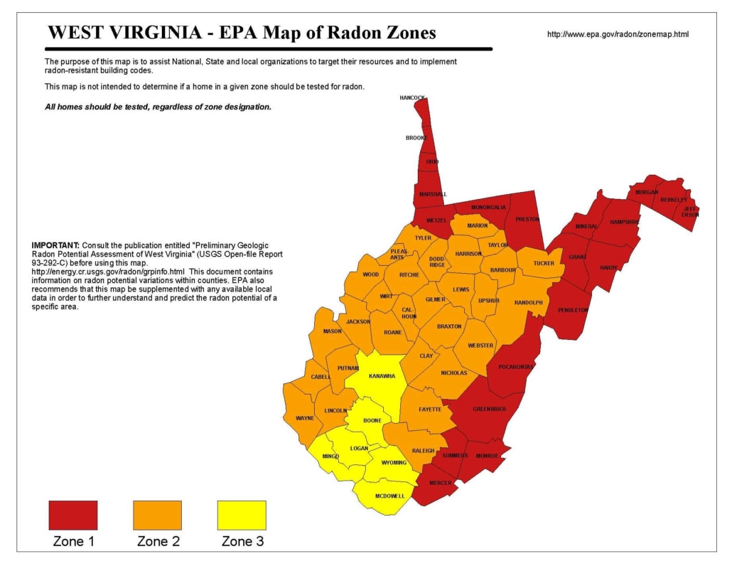 West Virginia Radon Risk Zones